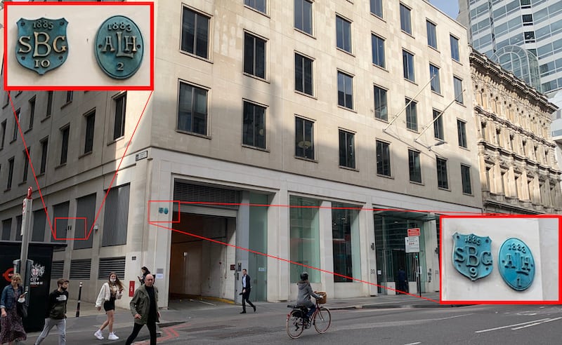 St Benet Gracechurch and All Hallows Lombard parish boundary markers