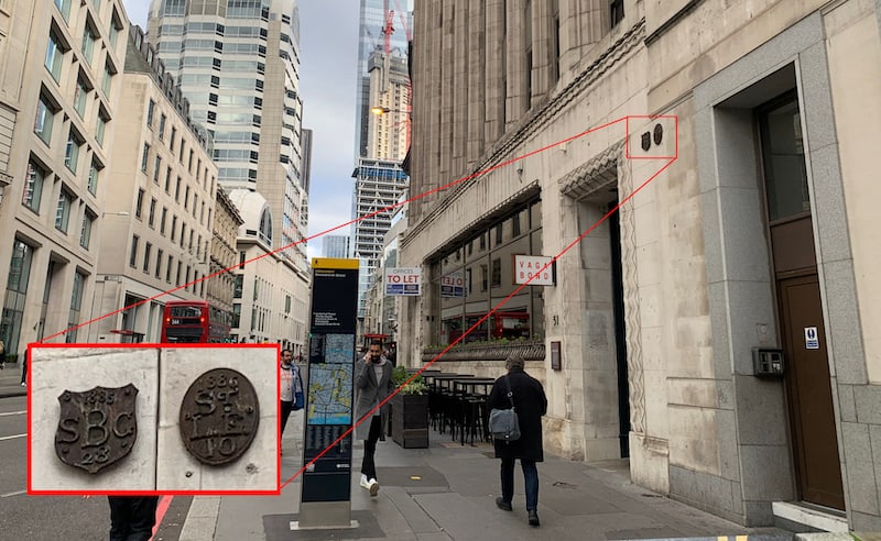 St Benet Gracechurch and St Leonard Eastcheap parish boundary markers